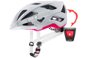 Kask rowerowy Uvex City Active kolor papyrus-neon pink mat w rozmiarze 56-60 cm + lampka LED